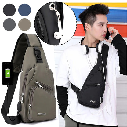 Men’s Lightweight Anti-Theft Sling Bag - PU Leather Crossbody Backpack