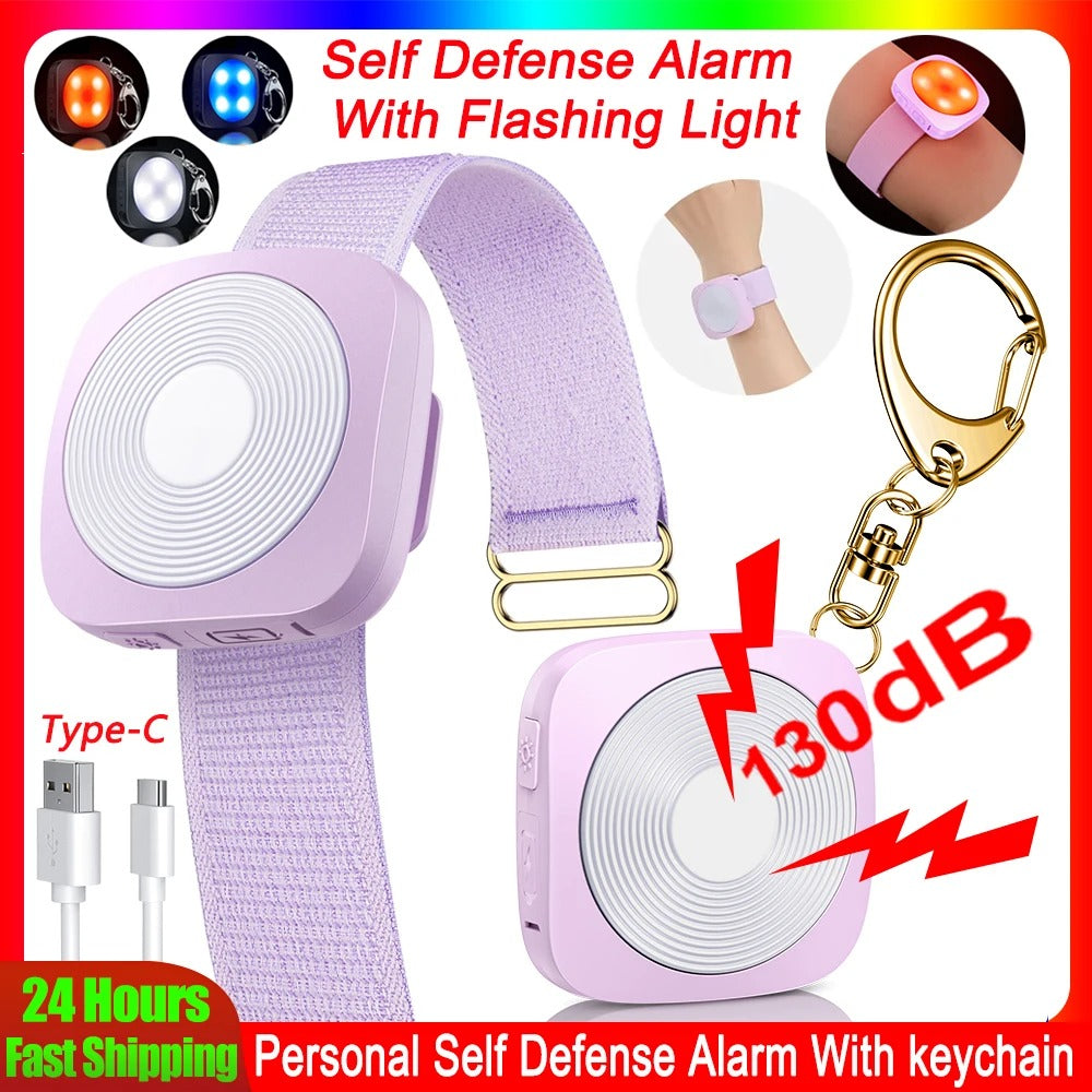 130dB Personal Self-Defense Alarm with LED Emergency Light