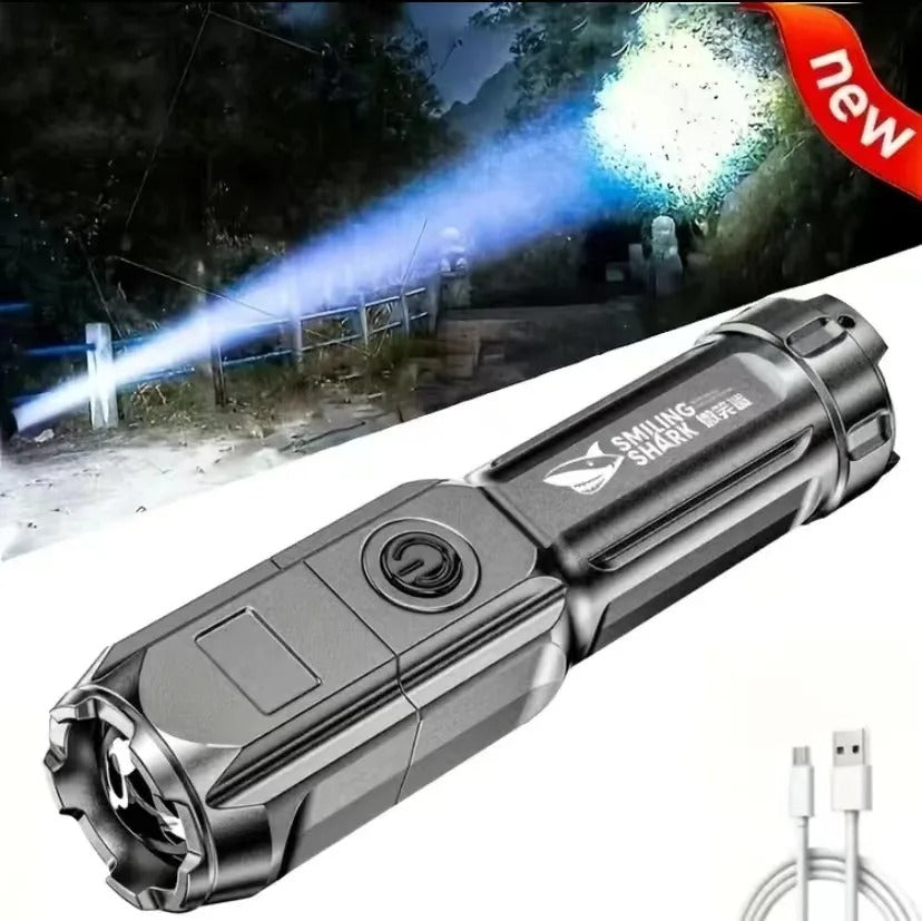 Multifunctional LED Flashlight – Portable, High-Powered, and Waterproof, long-range, ultra-bright illumination.