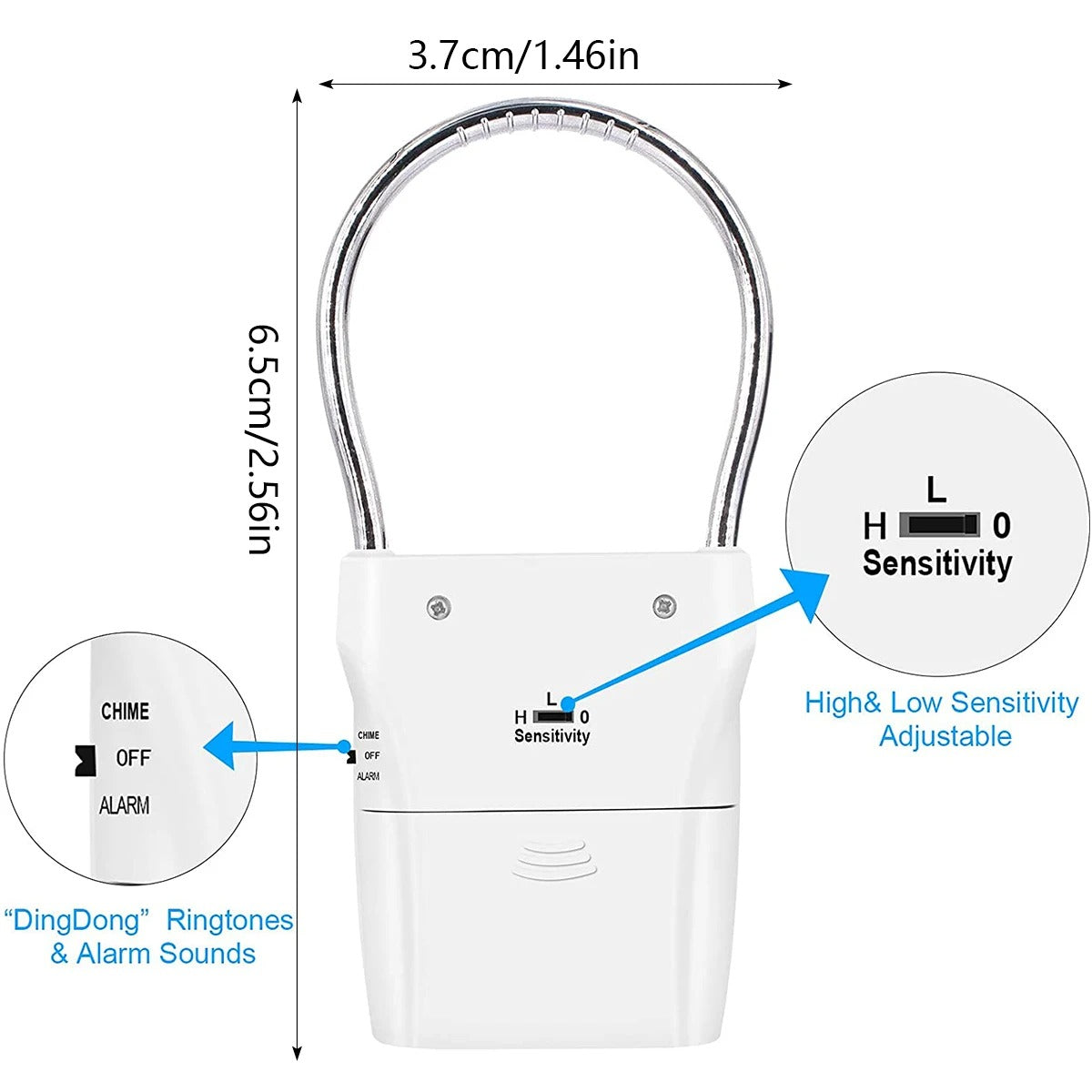 Door Handle Alarm, Super Loud 115dB Alarm, Easy to Install and Use