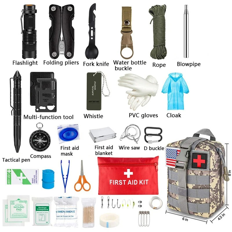 Survival First Aid Kit - Complete Molle Outdoor Gear for Camping, Hiking, and Emergency Preparedness