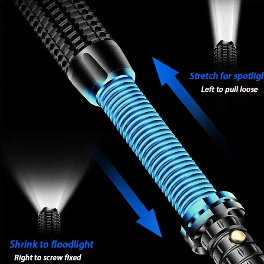 Powerful Outdoor LED Flashlight – Telescopic Zoom, Rechargeable, and Waterproof