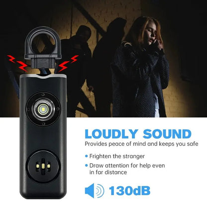 Your Personal Safety Companion — Compact, Powerful, and Ready, 130dB Alarm Sound, Built-in Strobe Light &amp; Keychain