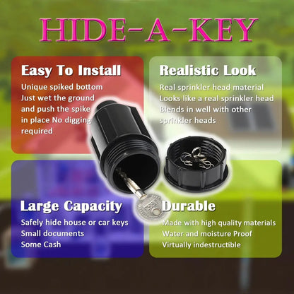 Hide A Key Cash Hidden Box – Sprinkler Head Money Safe for Outdoor Garden or Yard, Emergency Solution