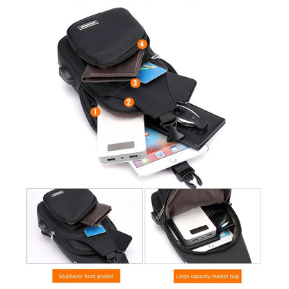 Men’s Lightweight Anti-Theft Sling Bag - PU Leather Crossbody Backpack