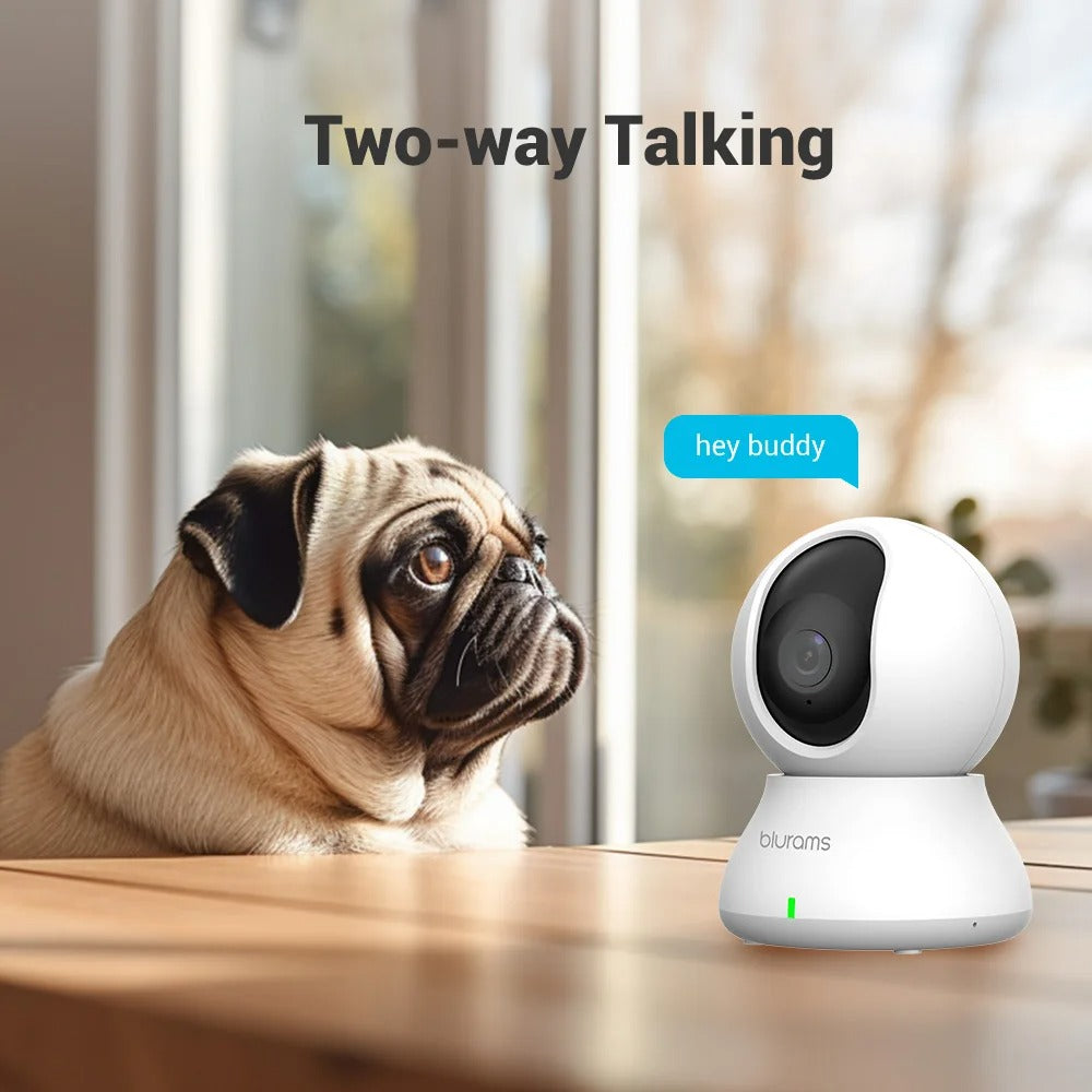 Blurams 2.4GHz WiFi Indoor Camera - 2K 360° PTZ Pet Dog IP CCTV Camera with Phone App, Two-Way Talk, and Night Vision for Home Security