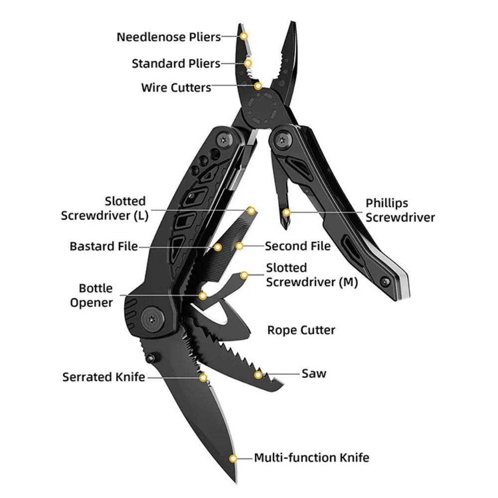 Multifunction Stainless Steel Multi-Tool Pocket Knife with Pliers – Portable Folding Tool for Hunting, Camping, and Survival