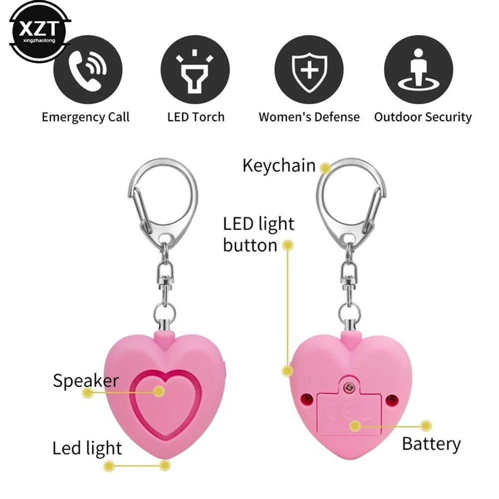 Heart-Shaped Self-Defense Alarm Keychain