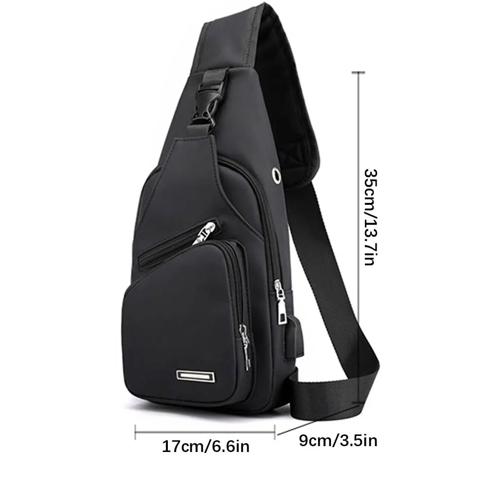 Men’s Lightweight Anti-Theft Sling Bag - PU Leather Crossbody Backpack