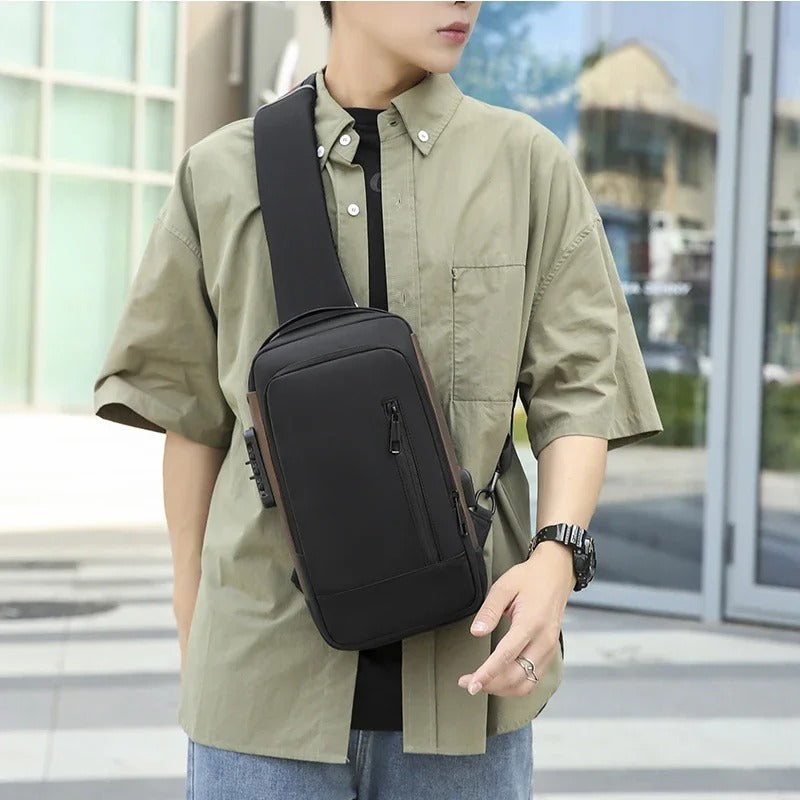 Men's Anti-Theft Shoulder Bag - Waterproof USB Crossbody Oxford Bag,