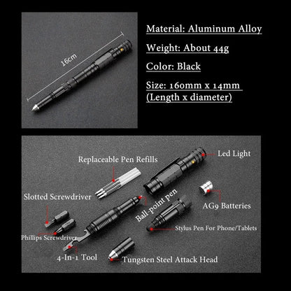 Multifunction Portable 10-In-1 Tactical Pen – Your Ultimate Outdoor Survival &amp; Self-Rescue Tool