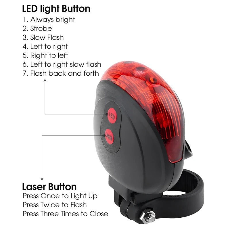 Bicycle Tail Light Laser – Waterproof LED Rear Safety Light for Enhanced Cycling Safety